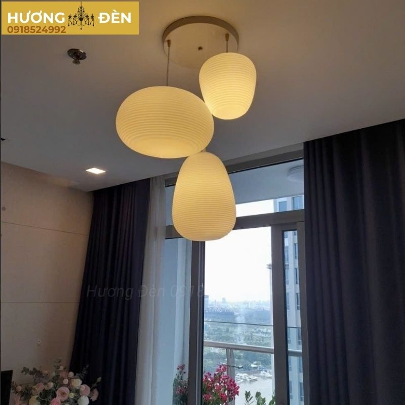 Đèn thả thủy tinh E27*3-chóa thủy tinh cao cấp TT25T3